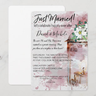 Invitation Lanterne de couleur eau et fleurs après la fête de
