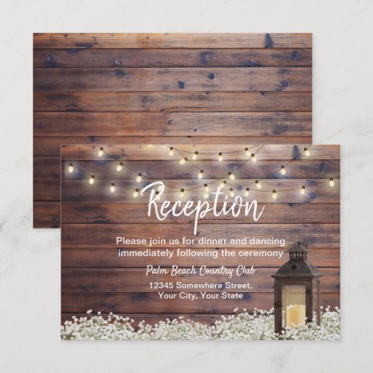 Invitation Lanterne de grange rustique Guirlande Lumineuse Ma (Devant / Derrière)