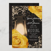 Invitation Lanterne de lueur rustique Golden Yellow Roses Mar (Devant / Derrière)