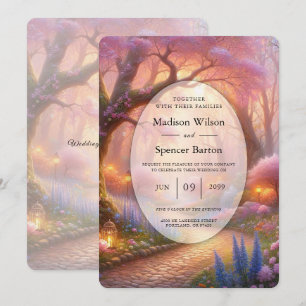 Invitation Lanterne de mariage de chemin de jardin pastel rom