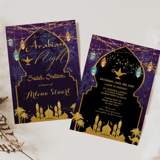 Invitation Lanterne de Nuit Exotique Arabe Aladdin Douce 16