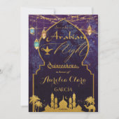 Invitation Lanterne de Nuit Exotique Arabe Aladdin Quinceañer (Devant)