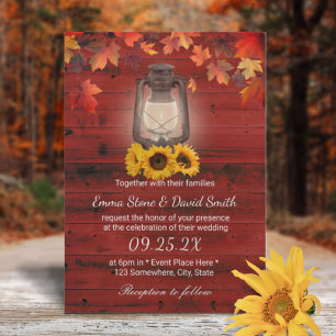 Invitation Lanterne de tournesol rustique Mariage de automne 