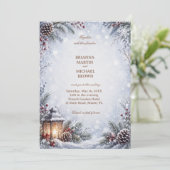Invitation Lanterne d'hiver Cône de pin Botanique enneigée (Debout devant)