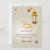 Invitation Lanterne dorée beige et mosquée Ramadan Iftar (Dos)