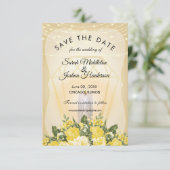 Invitation Lanterne dorée et florale jaune (Debout devant)