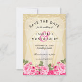 Invitation Lanterne dorée et flore rose (Devant)