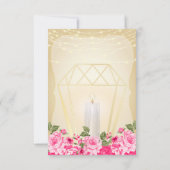 Invitation Lanterne dorée et flore rose (Dos)