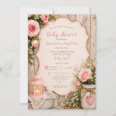 Invitation Lanterne en pot Mason de roses roses rustiques | (Devant)