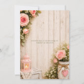 Invitation Lanterne en pot Mason de roses roses rustiques | (Dos)