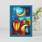 Invitation Lanterne et croissant de ramadan géométrique Abstr (Debout devant)