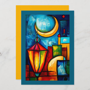 Invitation Lanterne et croissant de ramadan géométrique Abstr