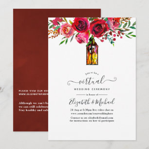 Invitation Lanterne florale aquarelle Mariage virtuel en lign