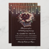 Invitation Lanterne Florale Bourgogne Russe Automne fête d'an (Devant / Derrière)