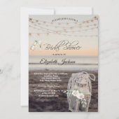 Invitation Lanterne,Guirlandes Lumineuses,Fleurs,Vin de Plage (Devant)