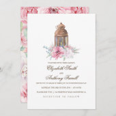 Invitation Lanterne Lit aux bougies - Mariage Floral (Devant / Derrière)