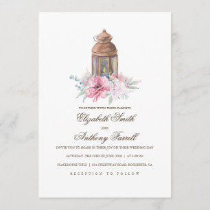 Invitation Lanterne Lit aux bougies - Mariage Floral