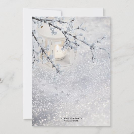 Invitation Lanterne Neige hiver après mariage fêter invitatio (Dos)