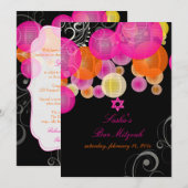 Invitation Lanterne rose et orange PixDezines/bar-mitzvah (Devant / Derrière)