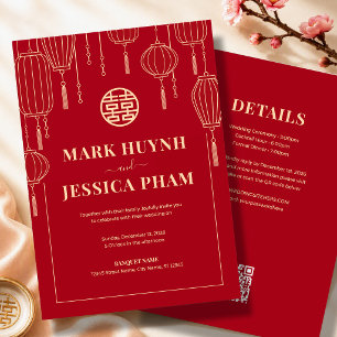 Invitation Lanterne Rouge Double Bonheur Mariage