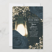 Invitation Lanterne rouge rustique Bleu Rose noir Fête des ma (Devant)