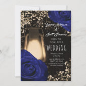 Invitation Lanterne Rustic Glow & Roses Bleu Marine Invitatio (Devant)