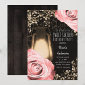 Invitation Lanterne Rustic Glow Roses Blush Péché Douce 16  (Devant / Derrière)