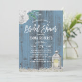 Invitation Lanterne rustique bleu foncé Fête des mariées flor (Debout devant)