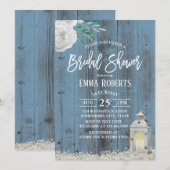Invitation Lanterne rustique bleu foncé Fête des mariées flor (Devant / Derrière)