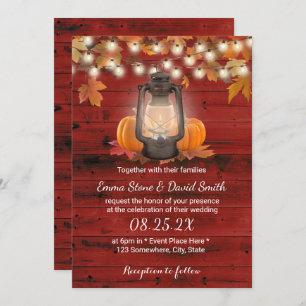 Invitation Lanterne Rustique & Citrouille Mariage de automne 