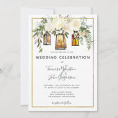 Invitation Lanterne Rustique Fleurie Blanche de Mariage (Devant)