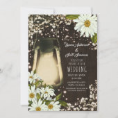 Invitation Lanterne Rustique Fleurs de Pâquerette et Gypsophi (Devant)