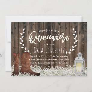 Invitation Lanterne Rustique Floral Cowgirl Grange Quinceaner