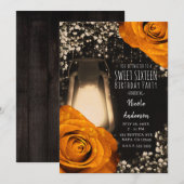 Invitation Lanterne Rustique Glow Orange Roses d'Automne Douc (Devant / Derrière)