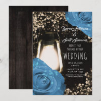 Lanterne Rustique Glow Roses Bleu Bleuet Mariage 
