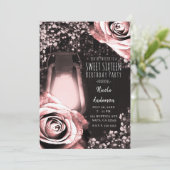 Invitation Lanterne Rustique Glow Roses Roses Blushing Douces (Debout devant)