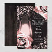 Invitation Lanterne Rustique Glow Roses Roses Blushing Douces (Devant / Derrière)