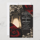 Invitation Lanterne Rustique Glow Roses Rouges Foncées Fiança (Devant)