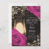 Invitation Lanterne Rustique Lueur Fuchsia Baie Douce 16 (Devant)