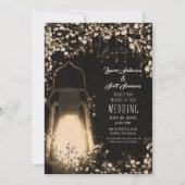 Invitation Lanterne Rustique Lumineuse et Fleurs de Mariage e (Devant)