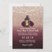 Invitation Lanterne Rustique moderne Bourgogne Rose Mariage o (Devant)