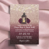 Invitation Lanterne Rustique moderne Bourgogne Rose Mariage o