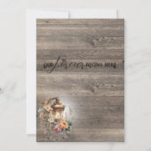 Invitation Lanterne rustique Pays Mariage de grange en bois (Dos)