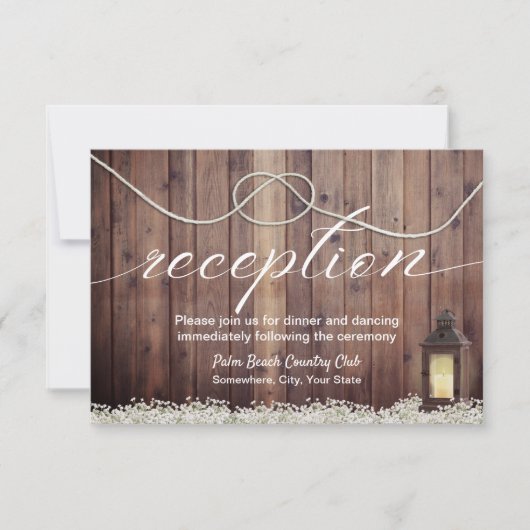 Invitation Lanterne rustique pour mariage Réception de mariag (Devant)