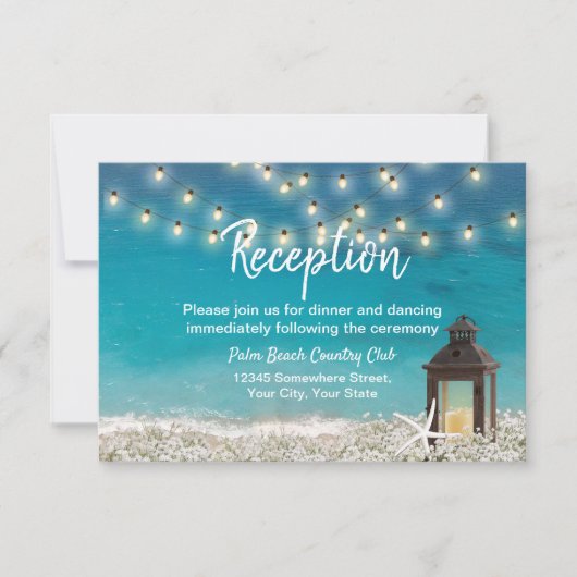 Invitation Lanterne Rustique Réception de Mariage sur la Plag (Devant)