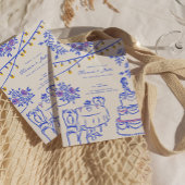 Invitation Lanternes à main blanche Mariage bleu