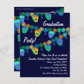 Invitation Lanternes bleues colorées Graduation Party Invitat (Devant / Derrière)