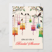 Invitation Lanternes Cerisiers Oiseaux Fêtes des mariées flor (Devant)