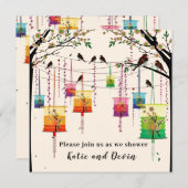 Invitation Lanternes colorées Cerisiers Wedding showers (Devant / Derrière)