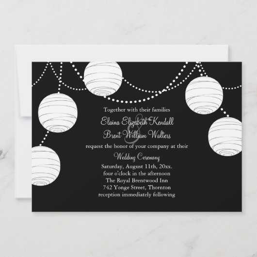 Invitation Lanternes de fête en argent (Devant)